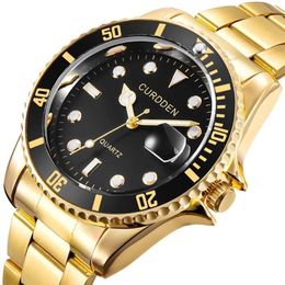 Wristwatches Dropping Role Watch Men Quartz Mens Watches Top Man Gold Stainless Steel Waterproof307S