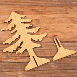 Christmas Decorations Mini Desktop Wooden DIY Tree Cross Xmas Home Tabletop Ornament (Size L)