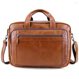 Briefcases Men Genuine Leather Business Bag 15.6" 17" Laptop Briefcase Shoulder Messenger Tote Handbag