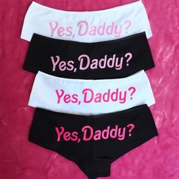 Women Funny Lingerie G-string Briefs Underwear Panties T string Thongs Knickers Yes Daddy Letter Printed Underwear Ladies briefs280L