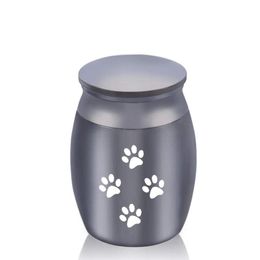 30 x 40mm Pets Dog Cat Paw Cremation Ashes Urn Aluminium alloy Urns Keepsake Casket Columbarium Mini Storage Tank Pets Memorials334J