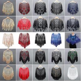 Scarves Women Vintage 1920s Shawl Wraps Sequin Beaded Evening Party Cape Bridal Shawls Bolero Flapper Cover Up252Y