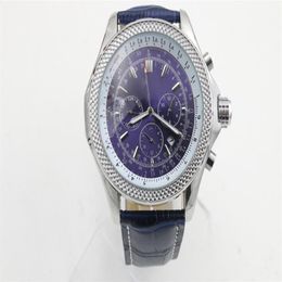 good quality 1884 date automatic mechanical men watch leatcher blue dial wristwatch men's Watche Buckle Six-pin multi-functio305B