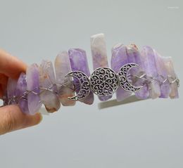 Hair Clips Natural Crystal Crown Quartz Moon Tiaras Accessories Witch Wiccan Wedding Festival Party Jewelry Women Gifts For Her