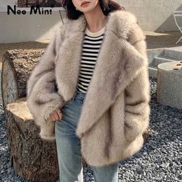 Women's Fur Faux Fur Luxury Brand Fashion Gradient Animal Colour Faux Fur Coat Jacket Women 2023 Winter Loose Oversized Long Fluffy Overcoat Outerwear T231003