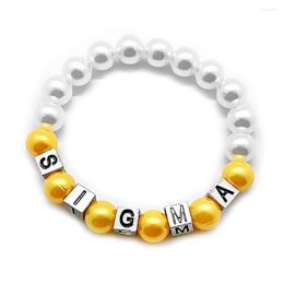 Strand Arrival SIGMA GAMMA RHO Metallic Letter Bead Sorority Pearl Bracelet