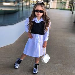Girl Dresses Girls Clothes Girls' Casual Bubble Sleeve Shirt Long-sleeved Dress Flower 7-12y