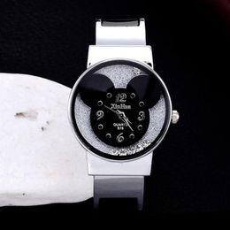 Steel Bracelet Watch Women Elegant Quartz Mouse Head Display Dial Fashion Casual Bangle Watches Gift for Girls Lady209S