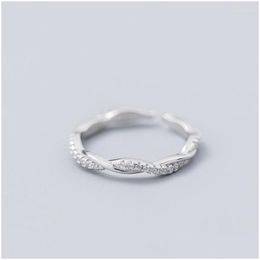 Cluster Rings Mloveacc Genuine 925 Sterling Sier Twist Ribbon Wrap Wave Sparkling Cz Finger Ring Women Engagement Jewellery Drop Deliver Dhdpe