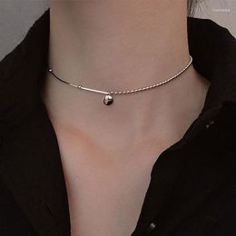 Chains 925 Sterling Silver Choker Collar Short Necklaces Round Clavicle Chain Lucky Necklace Women Fine Jewellery Accessories