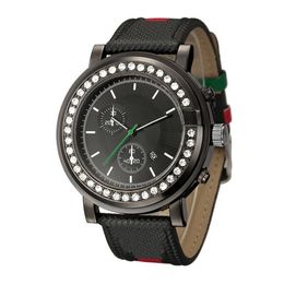 Fashion Watches Women Men Big dial style Leather strap Quartz wrist Watch 13175t