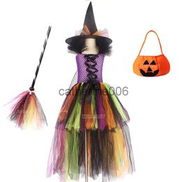 Special Occasions Witch Tutu Dress for Girls Cosplay Outfit Princess Girl Fancy Dresses Children Clothes Set Carnival Halloween Costumes for Kids x1004