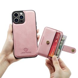 Retro Detachable Magnetic Vogue Phone Case for iPhone 15 14 13 12 Pro Max Samsung Galaxy S23 Ultra S22 Plus 2 in 1 Multiple Card Slots Leather Wallet Bracket Back Cover