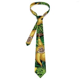 Bow Ties Monkey Print Tie Tropical Banana Jungle Cool Fashion Neck For Men Women Wedding Quality Collar Necktie Accessories