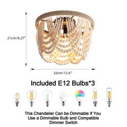 12.6 inch vintage classic layered draped wood bead chandelier dining room ceiling light bedroom ceiling light entryway light