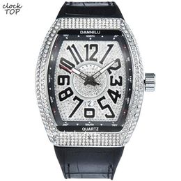 Wristwatches Couple Watch Luxury Men Women Big Number Dial Diamond Numbers Male Female Minimalist Clock Iced Out Case Wristwatch L264c