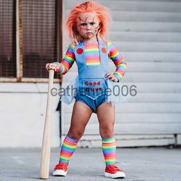 Special Occasions Halloween Ghost Doll Cosplay Chucky Costumes for Children Outfit Girls Fancy Dresses Carnival Horror Ghost Doll Clown Costume x1004