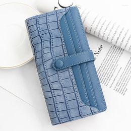 Wallets Korean Women's Long Stone Pattern Wallet Zipper Buckle Solid Colour Crocodile Card Bag Handbag Zero