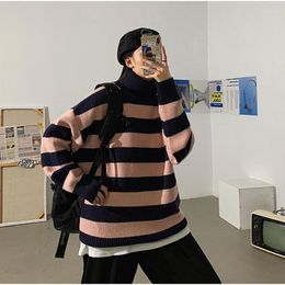 Men's Sweaters Classic Vintage Women Pullover Winter Striped Jumpers Korean Style Loose Knitwear Office Casual Ladies Sweater