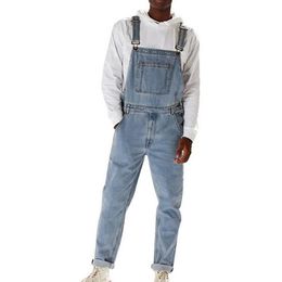 HEFLASHOR Men Casual Jeans Denim Strap Jean Jumpsuit Loose Fitting Sleeveless Casual Feminino Overalls Dungarees Playsuit 2020 CX2268Z