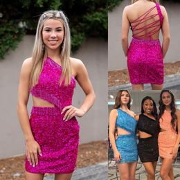 One-Shoulder Homecoming Dress 2k24 Cut Out Bodice Beaded Tassel Sequin NYE Hoco Drama Graduation Formal Cocktail Party Wedding Guest Holiday Club Black-Tie Gala Prom