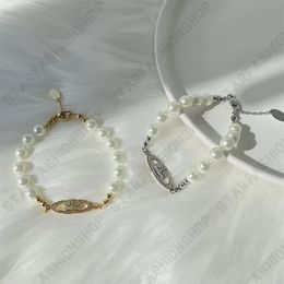 Saturn bracelet pearl beaded strand diamond tennis planet bracelets woman gold designer Jewellery vivi fashion accessories2147