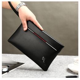 Wallets 2023 Clutch Bag Soft Leather Large Capacity Business Envelope Casual Handy Purse Men's Long