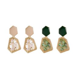 Dangle Chandelier Sevenstone Beige Geometric Gravel-Drop Oil Statement Earrings For Women Girl Drop Delivery Jewellery Dhgarden Dh5Lq