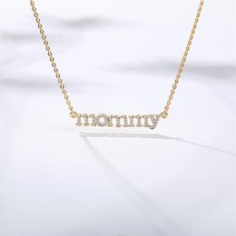 New Personalised mommy Letter Zircon Necklace & Pendant For Women Crystal Choker Chain Jewellery Mother's Day Birthday Gif285z