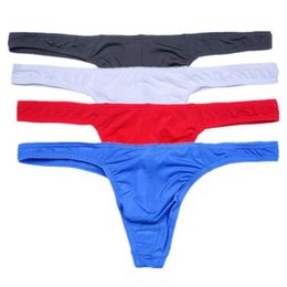 Plus Size Seamless Thong Men Sexy Ice Silk Penis Pouch G-string Thin Thongs Tanga T-back Sexy Underwear190g