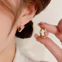 Hoop Earrings The Korean Version Of Minimalist Sweet Small Fresh And Personalised Oil Dripping Ear Buckle For Women Jewelry.