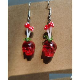 Dangle Chandelier Earrings Skl Mushroom Jewellery Red Spooky Quirky Earrings/ Nickel Drop Delivery Dhdjq