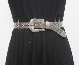 Belts Women's Runway Fashion Metal Knitted Cummerbunds Female Dress Corsets Waistband Decoration Narrow Belt R730