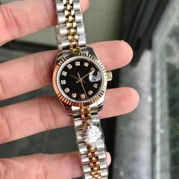 High quality 28mm fashion rose gold Ladies dress watches sapphire mechanical automatic womens watch Stainless steel bracelet sport242c