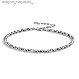 Anklets Minimalism Solid 925 Sterling Silver Ankle Women Girls Beaded Anklet Foot Chain Adjustable Bead Chain Beach Barefoot JewelryL231004