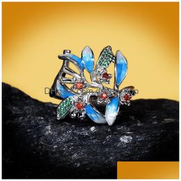 Cluster Rings Charlinliol Arrival 925 Sterling Sier Flower Plant For Women Colorf Enamel Zircon Bands Luxury Jewelry Drop Delivery Rin Dhyaw