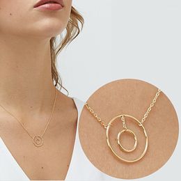 Pendant Necklaces Stainless Steel Necklace For Women Two Circle Choker Polished Design Personalised Jewellery Gifts