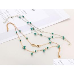 Anklets 8 Word Turquoise Stone Anklet Female Beach Casual Y Sen Student Ankle Jewellery Drop Delivery Dhgarden Dhbab