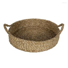 Tea Trays Round Natural Coloured Water Hyacinth Woven Tray White Glass Baloondog Acrylic Wood Food For Serving Ce