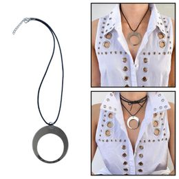 Pendant Necklaces Fashion Trend Light Luxury Niche Steel Collarbone Chain Temperament Simple Leather Rope Round Circle Necklace