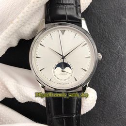 ZF Top Edition Master Ultra Thin Moon 1368420 White Dial Cal 925 1 Automatic Mens Watch Correct Moon Phase Steel Case Leather-Stra252d