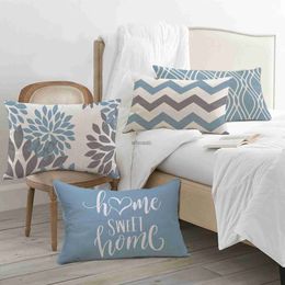 Plush Pillows Cushions Nordic Sweet Home Light Blue Geometric Linen Pillowcase 40*60 Home Decoration Sofa Cushion Cover 30*50 Decorative Pillowcase YQ231004