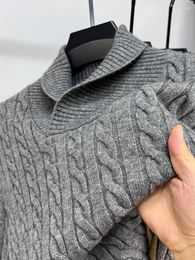 Men's Sweaters 2023 Spring And Autumn Personalised Jacquard Sweater Korean Casual Shawl Collar Thickened Pullover Fashion Warm Top