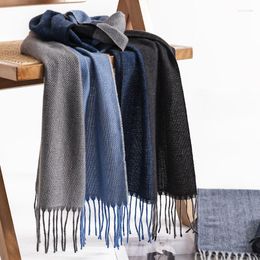 Scarves Plaid Colour Matching Men Cashmere Scarf Winter Fashion Commuter Neck Advanced Sense Of Warmth Extended Shawl Warp Knitting