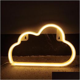 Led Strings Cloud Design Neon Sign Night Light Art Decorative Lights Plastic Wall Lamp For Kids Baby Room Holiday Lighting Xmas Party Dhhdx