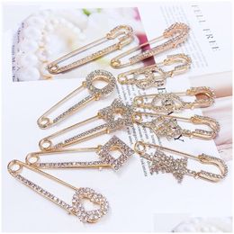 Pins Brooches Rhinestone Brooch Decorative Pin Women Sweater Cardigan Shawl Clothes Decor Hsj88 Drop Delivery Jewelry Dhzev