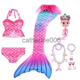 Special Occasions 5pcs/set Girls Mermaid Tail Costume Swimmable Children The Little Mermaid Cosplay Kids Beach Clothes Bikini Fancy Bathing Suit x1004