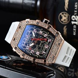 Diamond Luxury 3-pin quartz watch transparent bezel men's automatic watch men's designer wrist waterproof Reloj Hombre309g