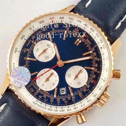 Luxury Men's Watches Rose Gold Chronograph Watch Mens Automatic 7750 Eta Men 43mm Date Sport Valjoux Leather Sapphire Crystal285p
