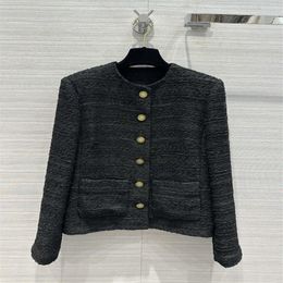 2023 New Autumn Winter Milan Runway Jackets O Neck Long Sleeve Women's Tops High End Jacquard Designer Coats 0724-9303O